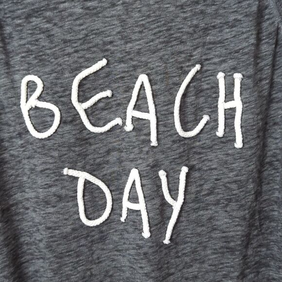 White + Warren Top Womens Medium Gray 100% Linen Beach Day Rope Graphic - Picture 3 of 9